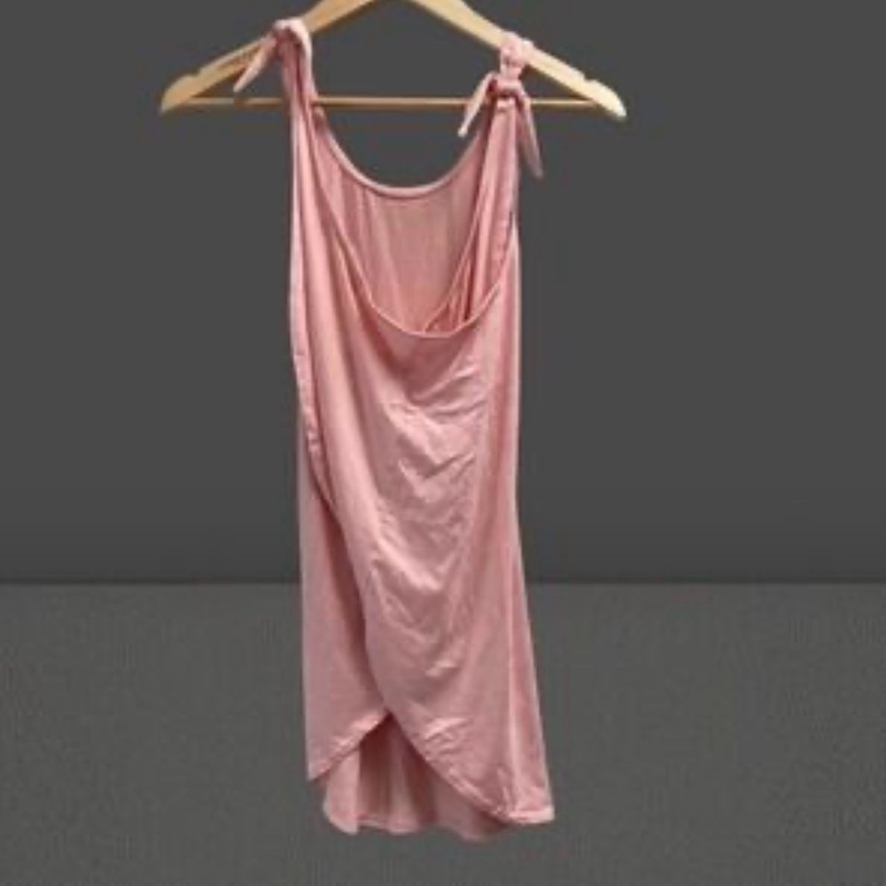 FP Beach Free People Pink Cotton Tie Shoulder Tulip Hem Tunic OB1757032 Small